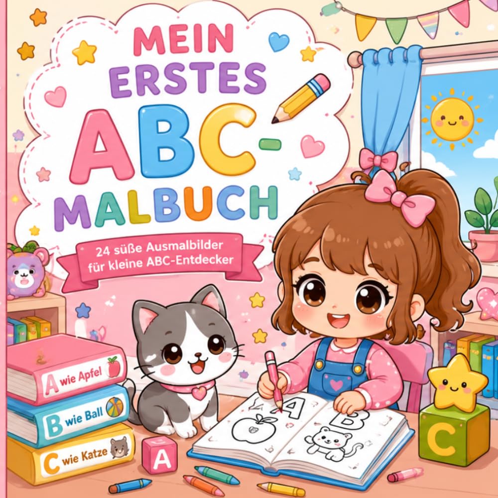 Mein erstes ABC-Malbuch: 26 liebevoll gestaltete Ausmalbilder zum Buchstabenlernen von A bis Z