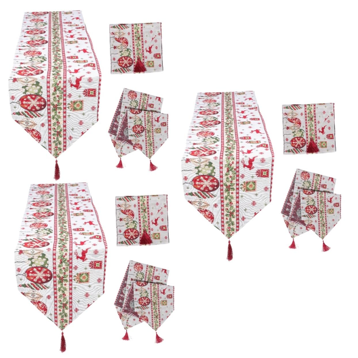 Chemin de table de Noël 72 pouces ABOOFAN en lot de 3 pièces pour décoration d'hiver