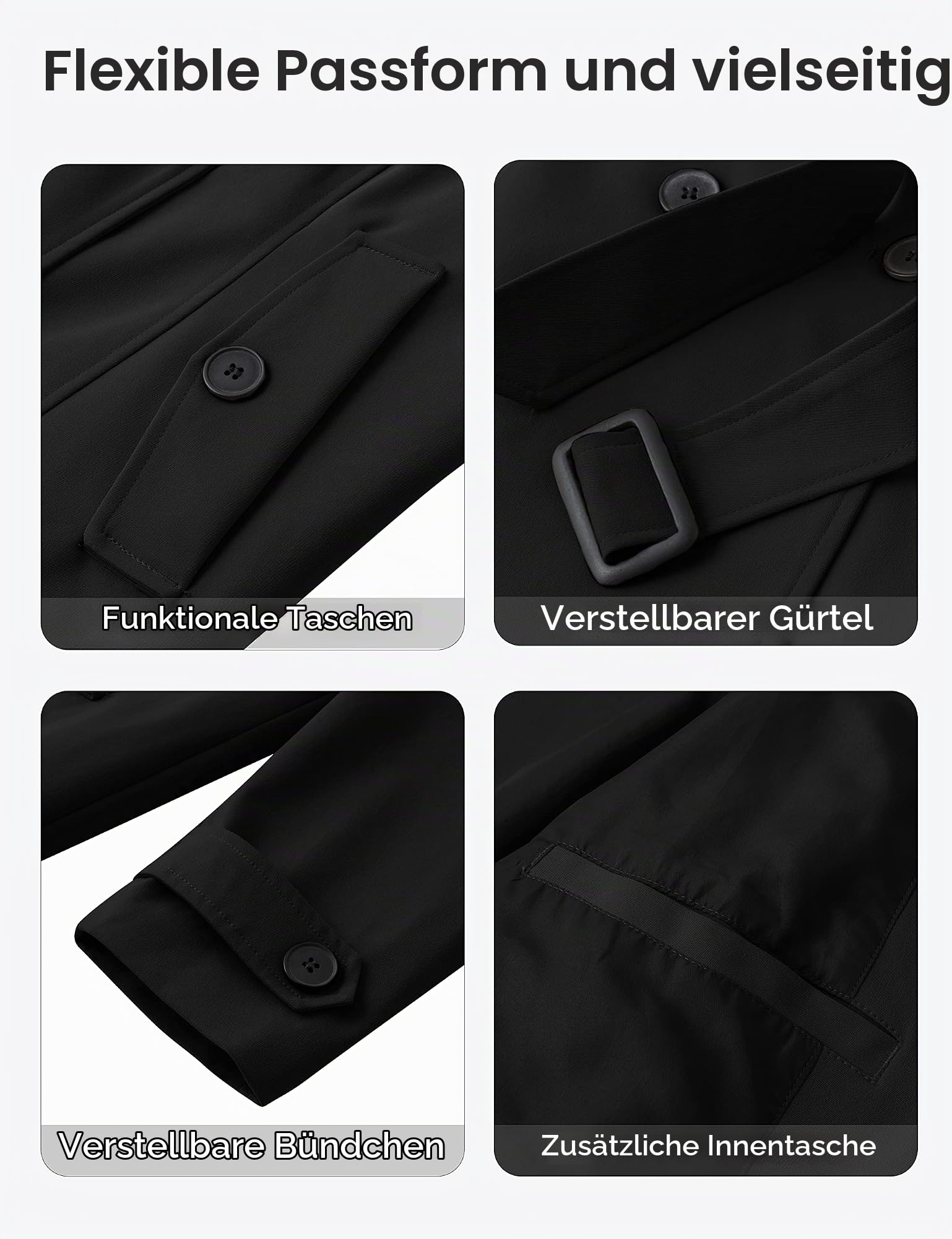 Wantdo Übergröße Damen Trenchcoat Wasserdicht Elegant Kapuzemäntel