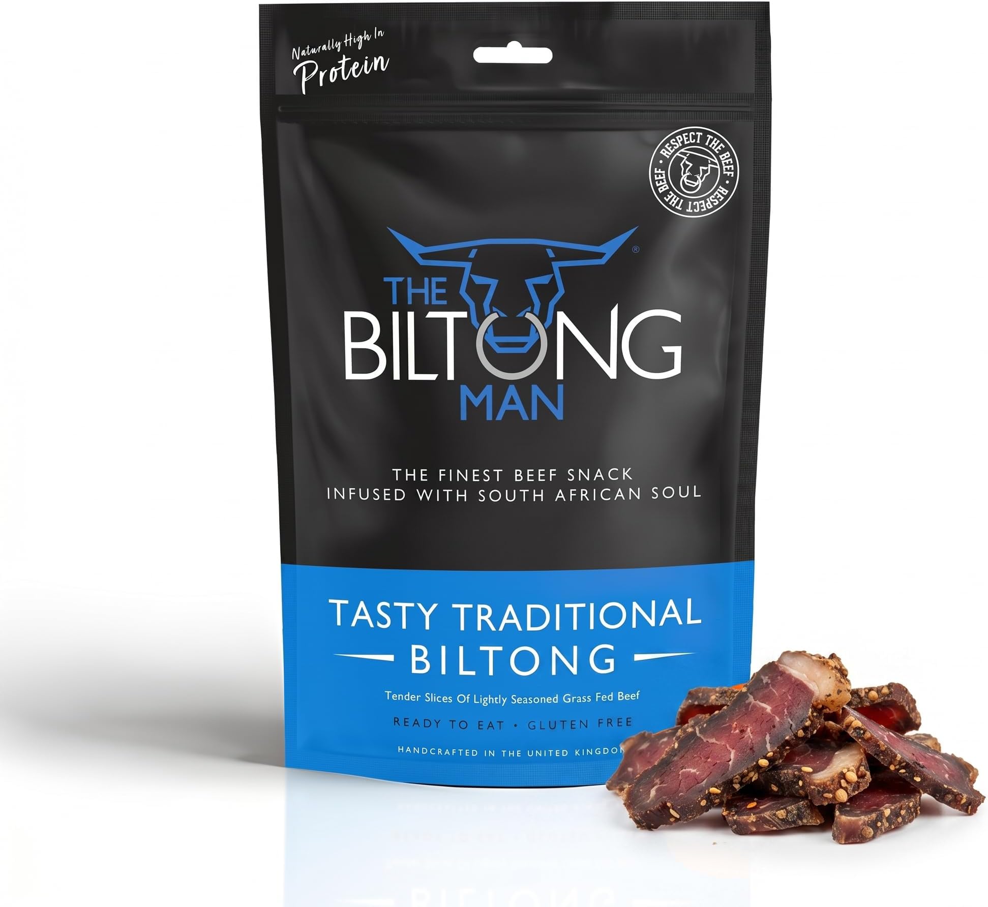 Tasty Traditional Fatty Beef Biltong - High-Protein Dried Beef Snack, 500g