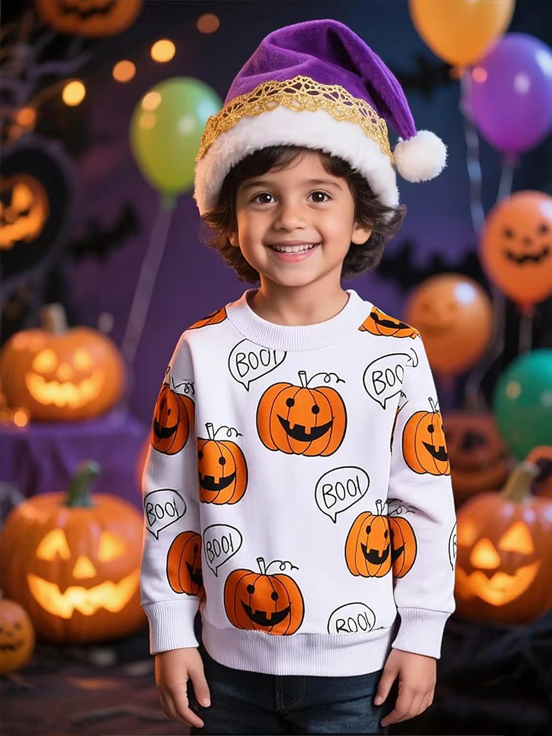Kids Halloween Sweatshirt Boys Glow in the Dark Dinosaur Shirt Girls Pumpkin Tops Long Sleeve Cotton Clothes 1-7T - Image 3