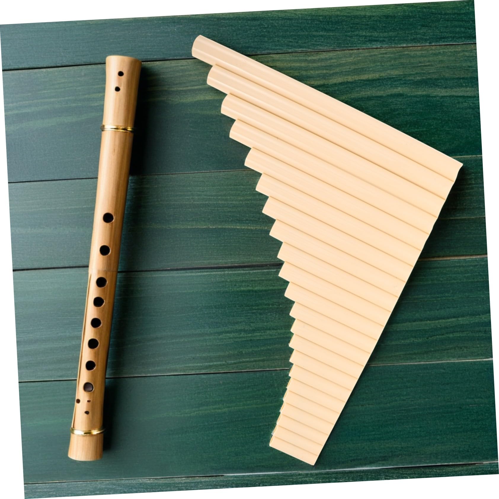 Flauto di Pan Tradizionale G 22 Tubi Beige per Esecuzione | Musica Folk e Palco, Plastico, Orientabile da Lato Sinistro o Destro, per Principianti e Professionisti