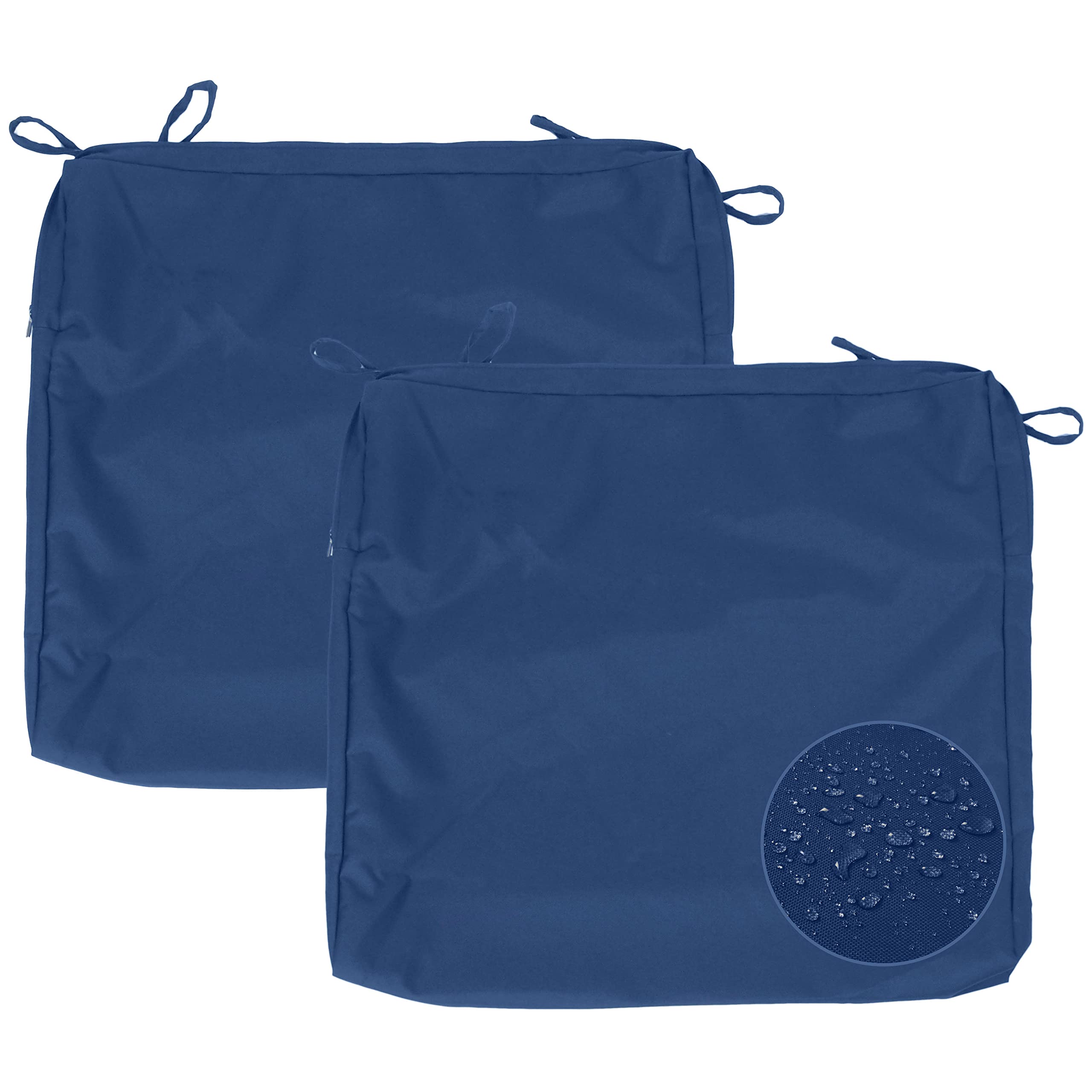 Leeymoo Large Patio Chair Seat Cushion Covers, Water Repellent Patio Seat Cushion Covers-Only Covers (19"X19"X4" 2 Pack Navy)