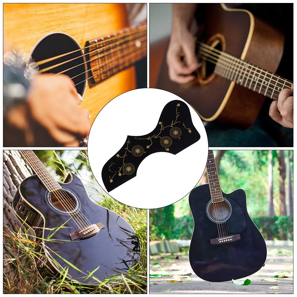 Protecteur Pickguard Guitare Folk Acoustique - Bouclier Anti-Scratch Rouge Noir Ornement - Celluloïd 41 Pouces