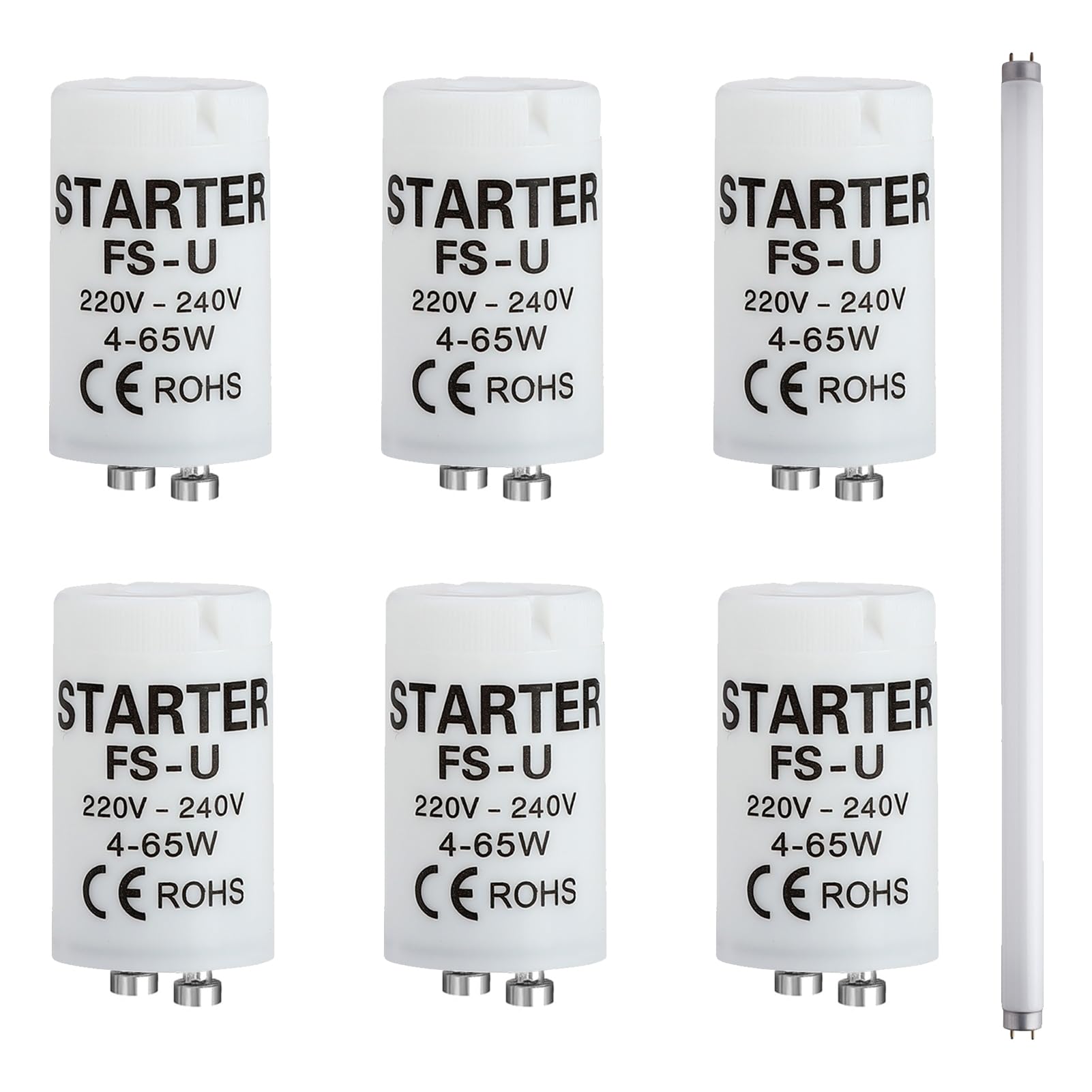 Philips 6 Stück Starter 4-65w, Leuchtstoffröhre, kompatibel mit 4-65 Watt Röhren, Longlife Starter für Effiziente und sichere Zündung, 220-240 V, Ideal für einzelnes Schalten von Leuchtstofflampen