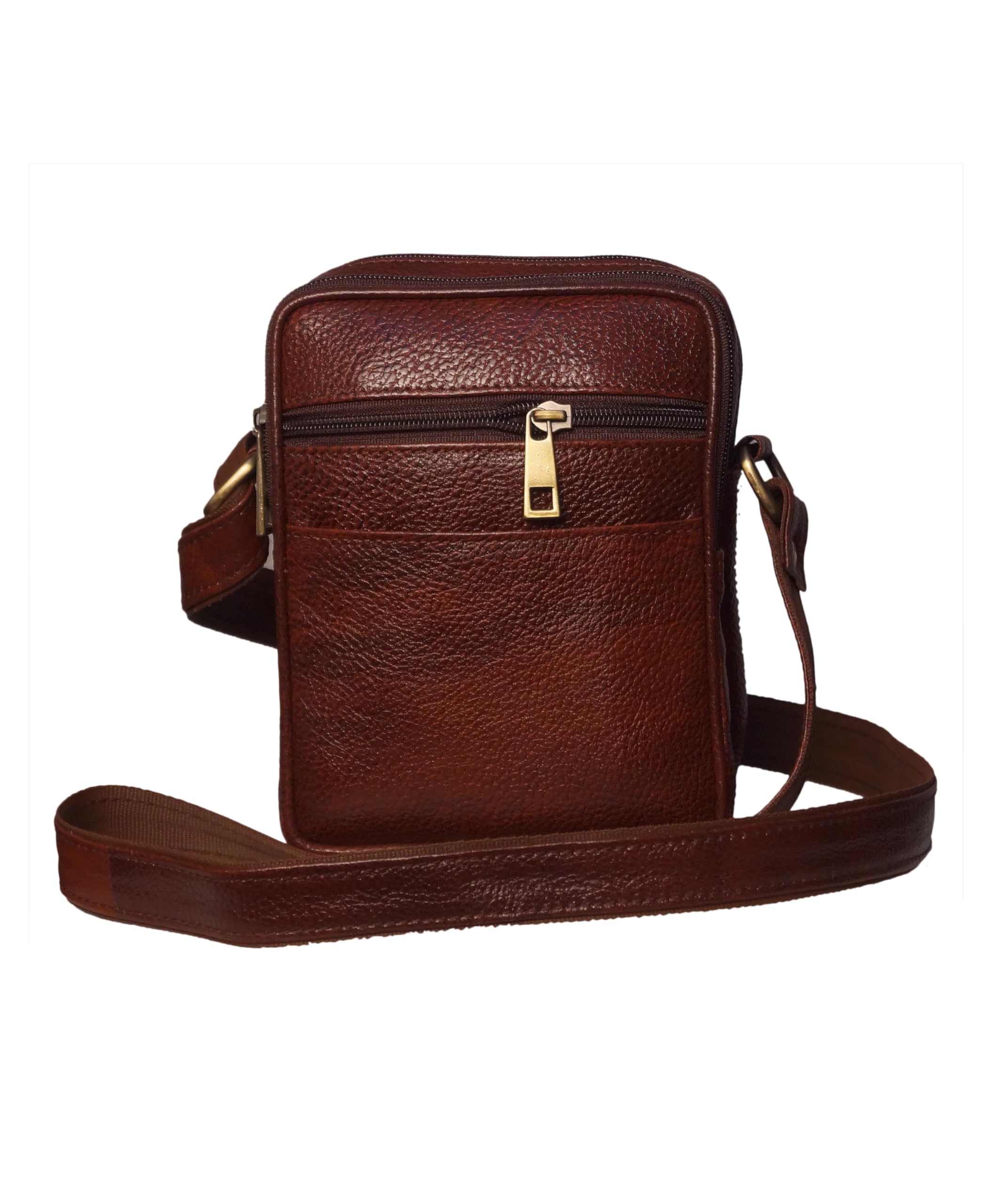 Compact Brown Leather Sling Bag for Men & Women | Small Crossbody Travel Pouch | Size: L-5.5", W-2", H-7"-image-39