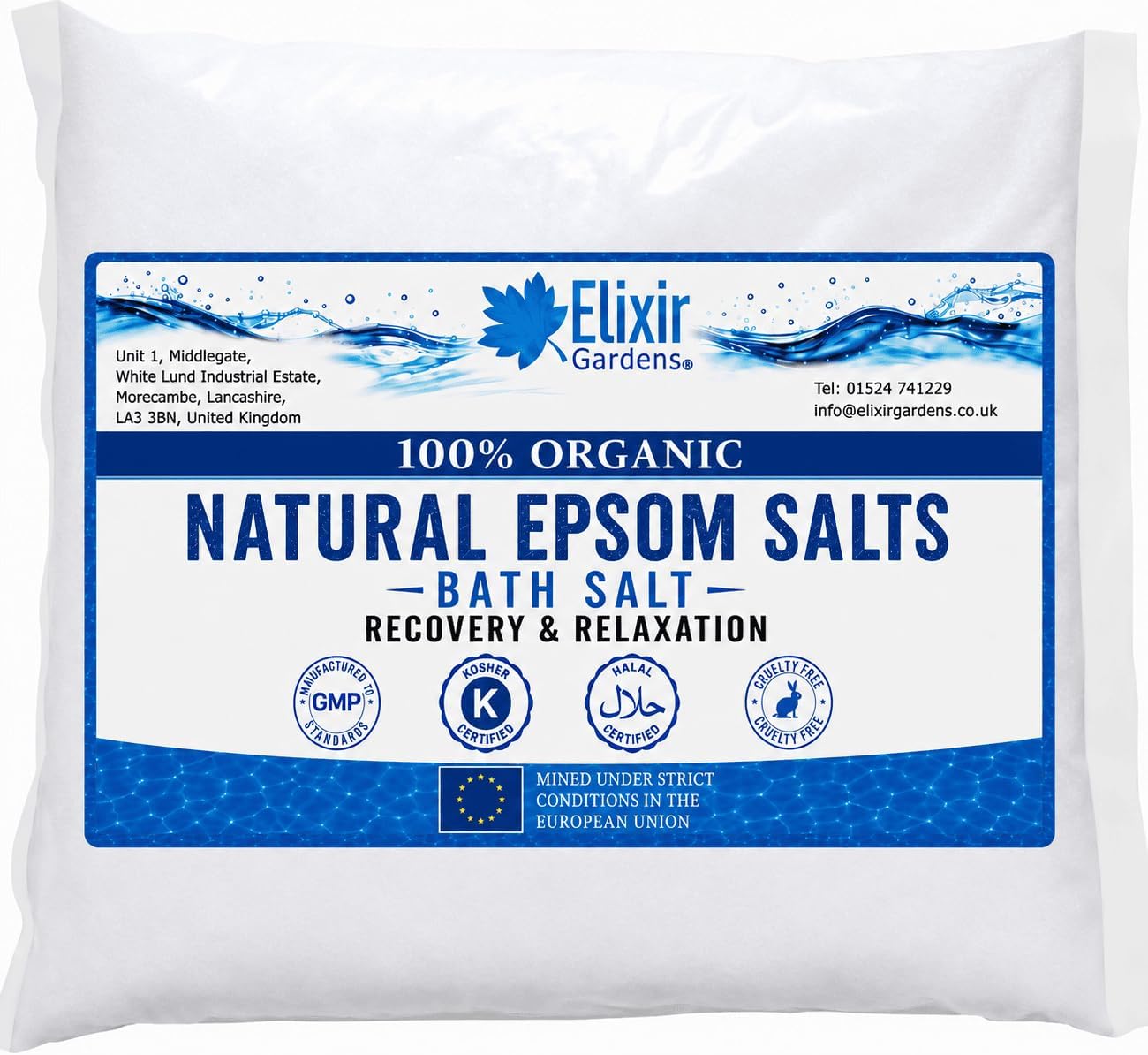 Elixir Gardens Natural Medical Organic FCC Food Grade Epsom Salts - Great for Baths! | Available in Qty from 500g to 25kg | (15kg)
