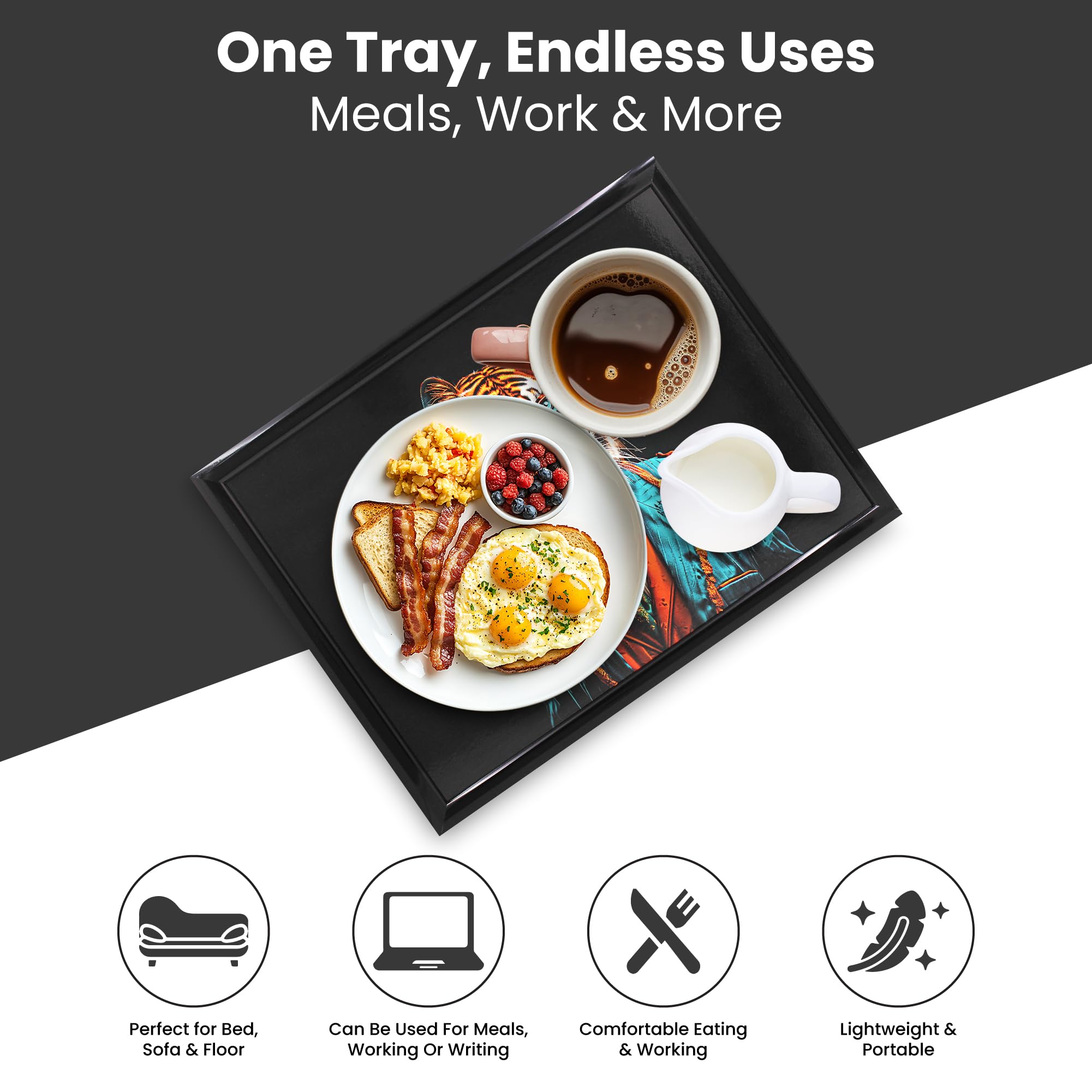 Lesser & Pavey Urban Art Knietablett für Essen Servieren und Frühstück, bequemes Knietablett mit Sitzsack-Kissen für Zuhause und den täglichen Gebrauch, langlebige Knietabletts zum Essen auf dem Schoß