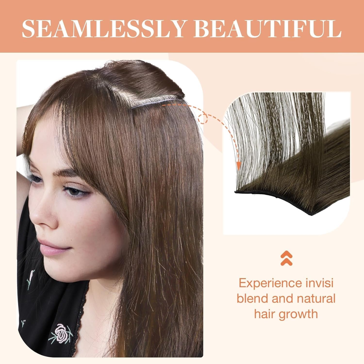 GOO GOO Invisi Edge Clip in Hair Extensions 18inch 140g 7Pcs Injected Seamless PU Clip in Hair Extensions, Virgin Real Human Hair, 3/8/613 Balayage Walnut Brown to Ash Brown and Bleach Blonde thumbnail