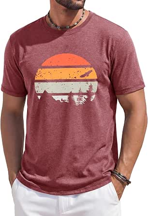 Runcati Men's Short Sleeve T-Shirts Casual Graphic Tees Summer Beach Tops