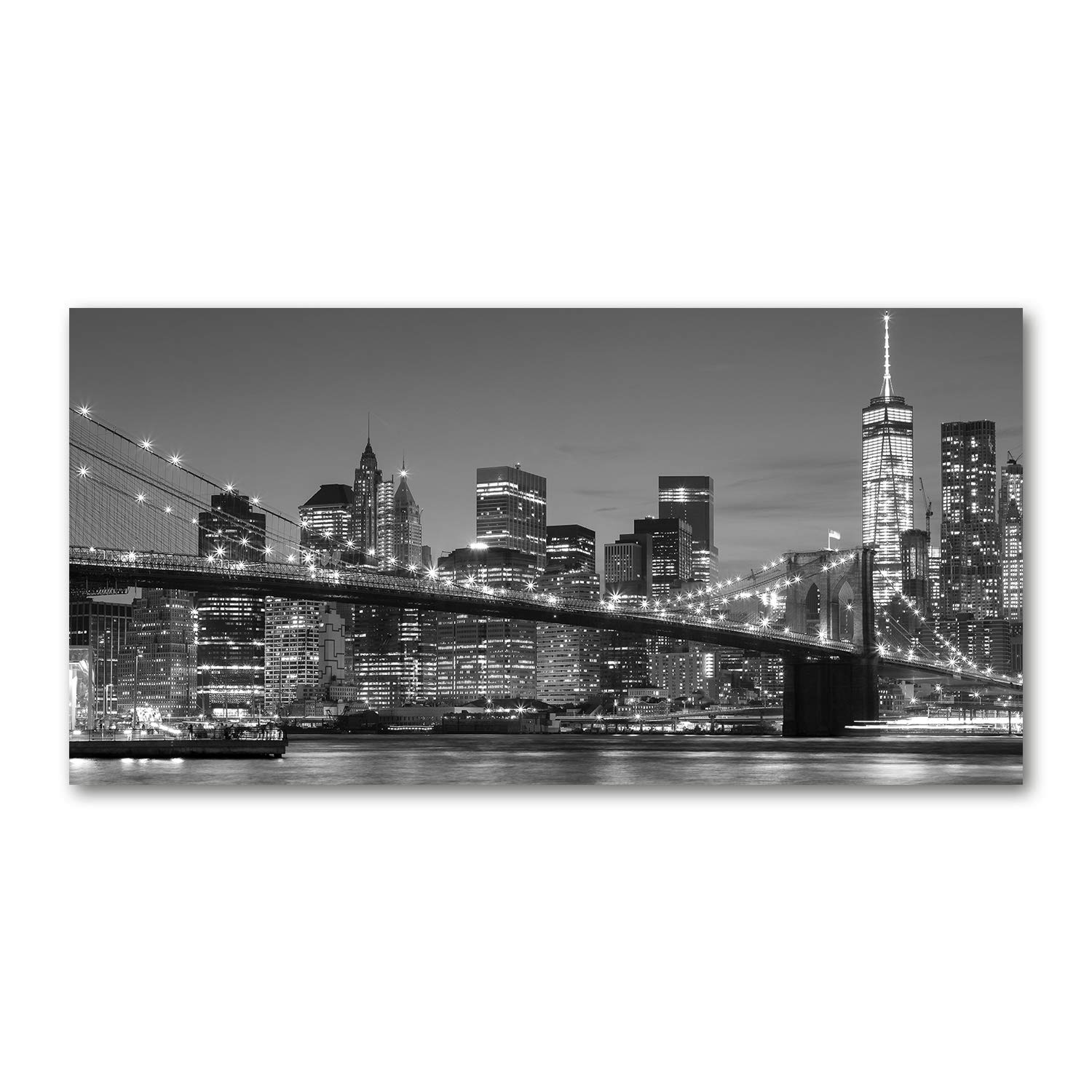 Photo décorative panoramique Manhattan de nuit impression sur verre 120x60