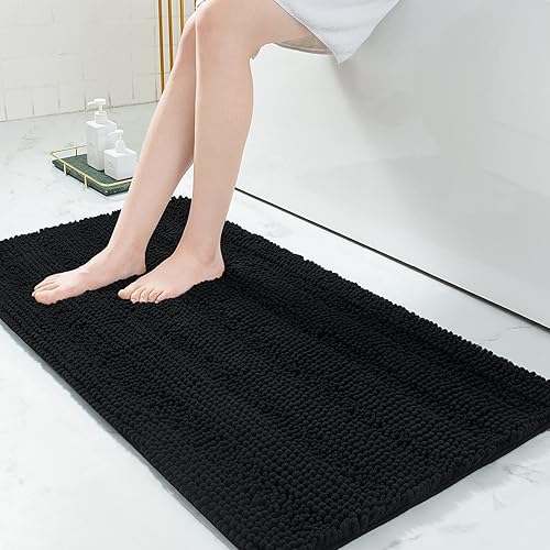 Miniatura 78 de Grandaily - Alfombras de baño de felpilla a rayas, extragruesas y absorbentes, antideslizantes, con fibras largas y suaves, lavables a máquina, para