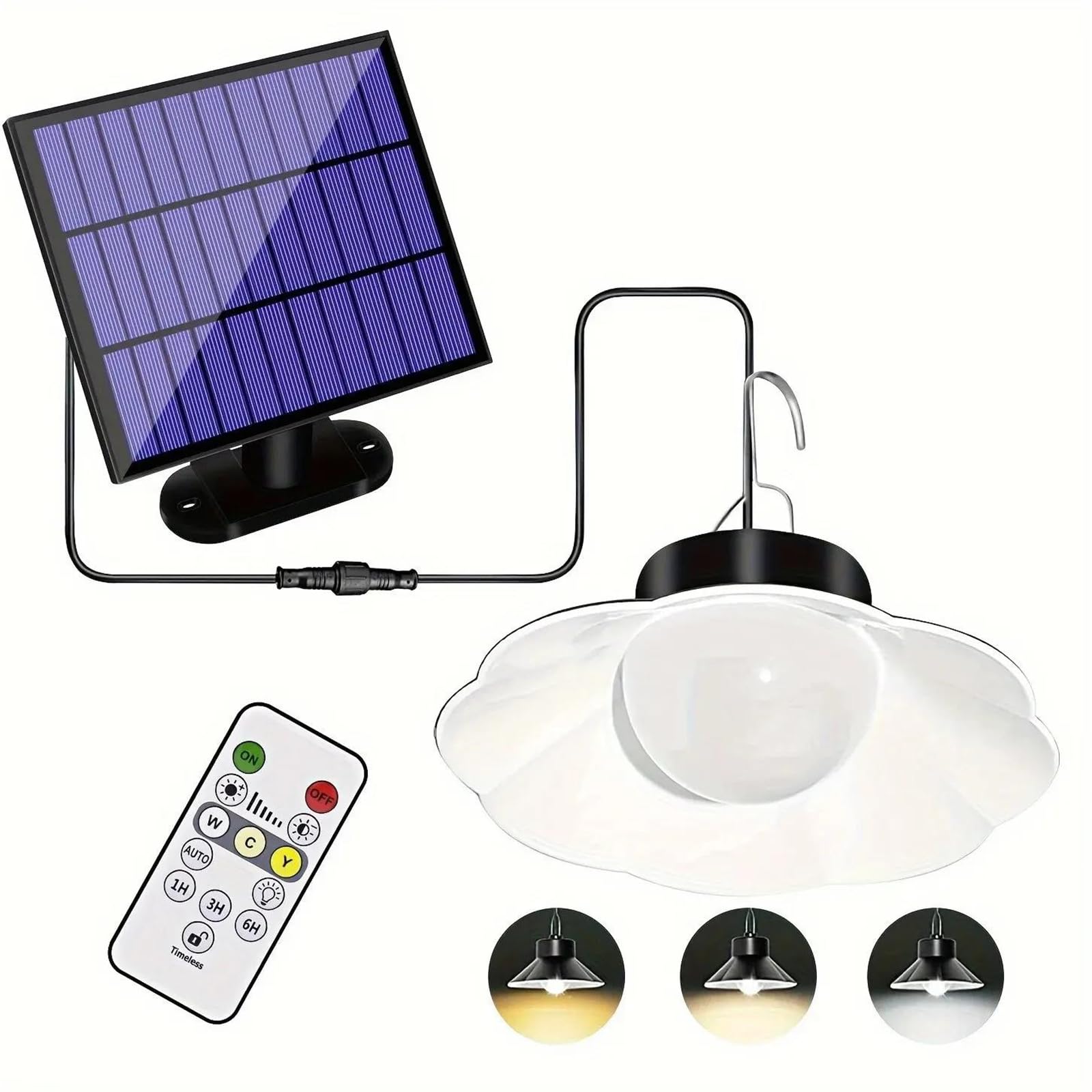 Solarne lampy wiszące na zewnątrz wewnątrz, szopa z czujnikiem ruchu, z pilotem 3 kolory oświetlenia, wodoodporna lampa bezpieczeństwa IP65 do patio garażowego