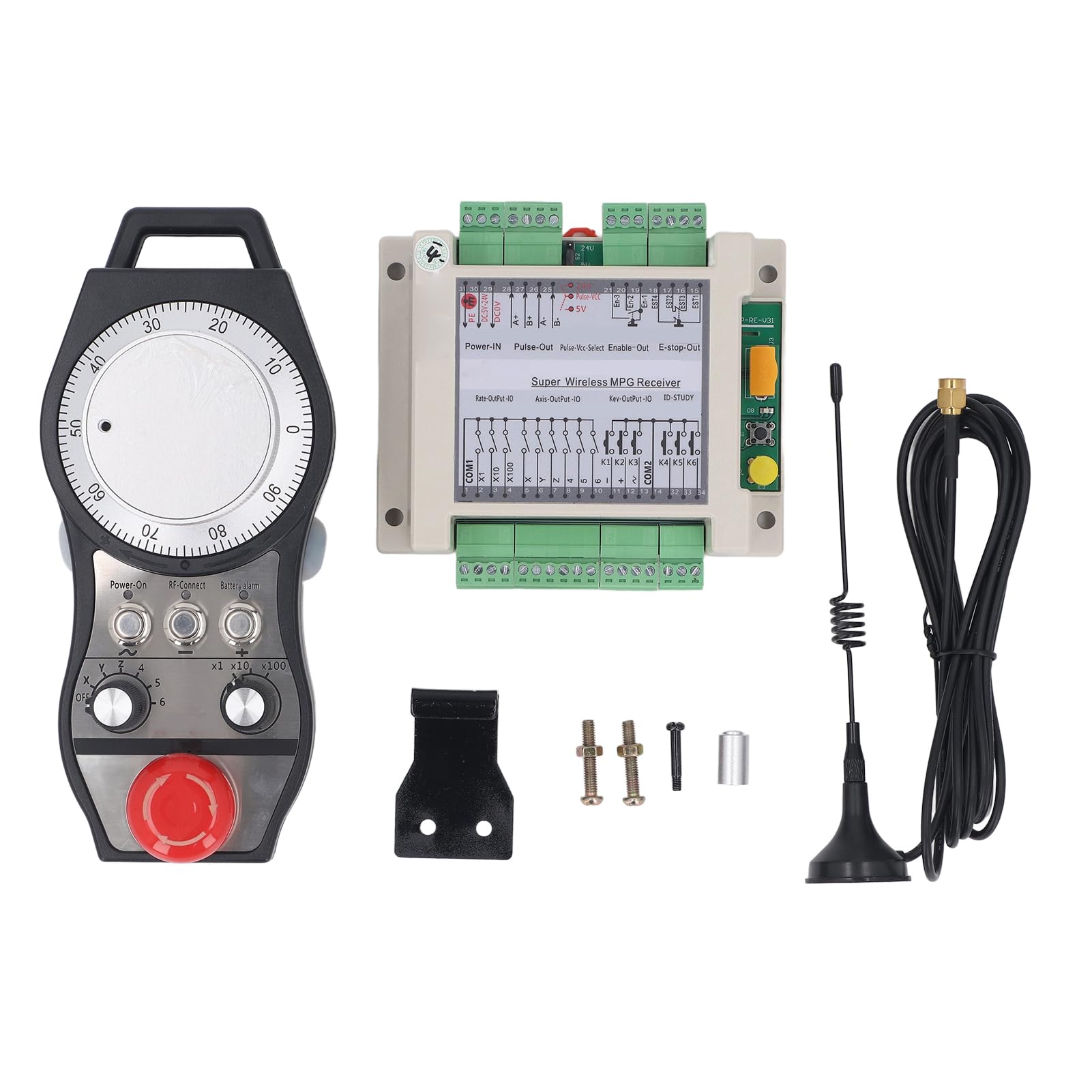 Handwheel Controller Manual Pulse Generator 6 Axes 60m Accessible Distance 10DBM Transmit Power MPG Port CNC Handwheel for CNC Lathes Engraving and Milling Machines