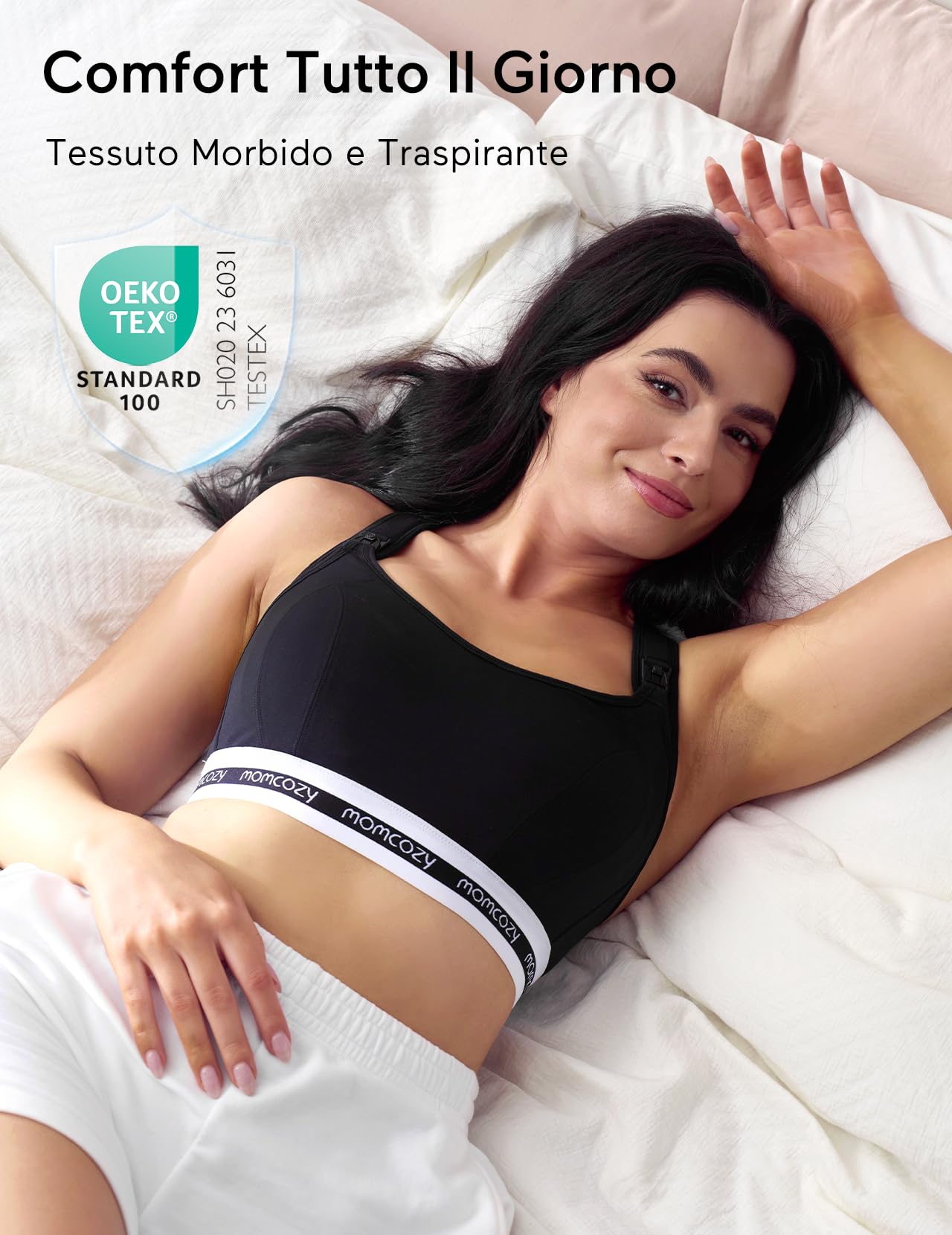 momcozy Reggiseno Allattamento FB011 - Sportivo e Morbido, Senza Fili, con Coppe Imbottite e Supporto per Gravidanza e Allattamento al Seno a Basso Impatto