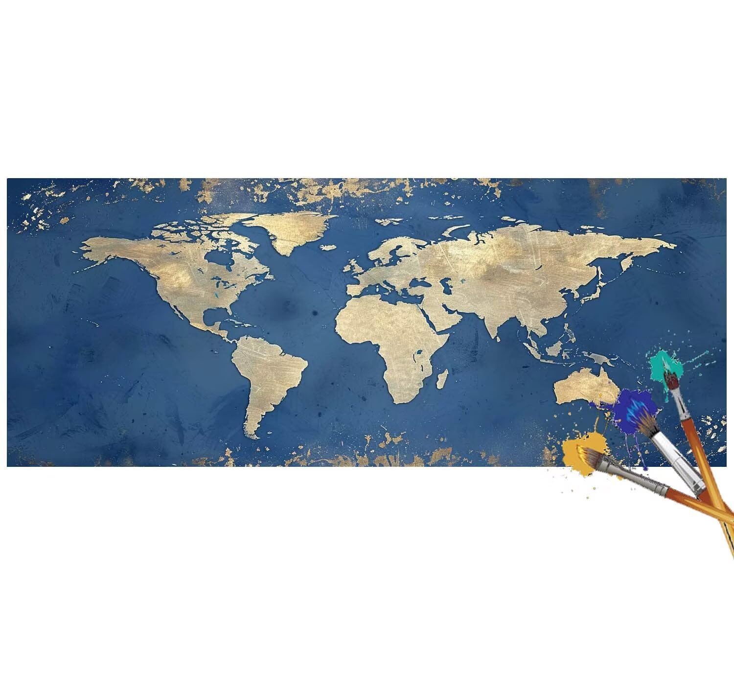 Dipingi con i Numeri Adulti Grandi Dimensioni 60x150cm，mappa mondo Dipingere con i Numeri Hobby Creativi Adulti，Fai da Te Acrilici Paint by Numbers，Decor da Parete di Casa Regali（Senza Cornice）A50