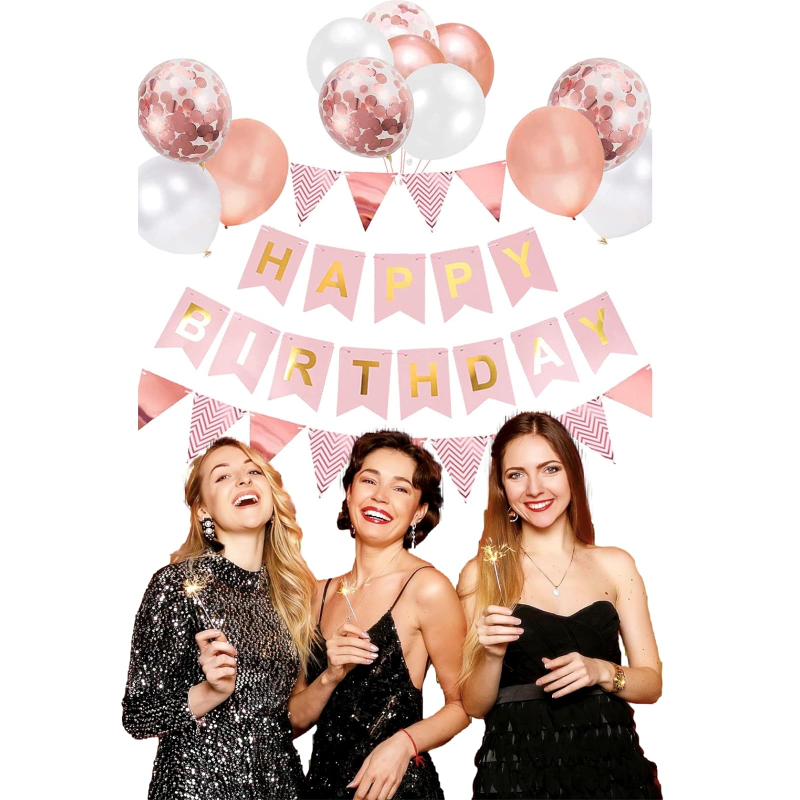 ［ドナリー］ハッピーバースデー 風船セット 誕生日 パーティー 飾り付けセット バルーン ガーランド 装飾 記念日 (ピンク)