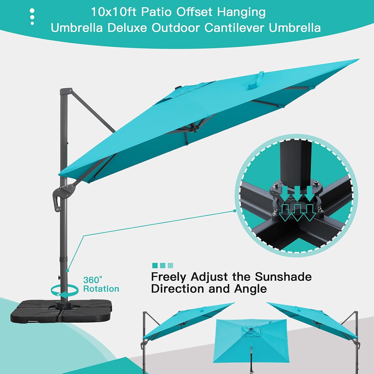 Illustration of the umbrella's 360 degree rotation feature.
