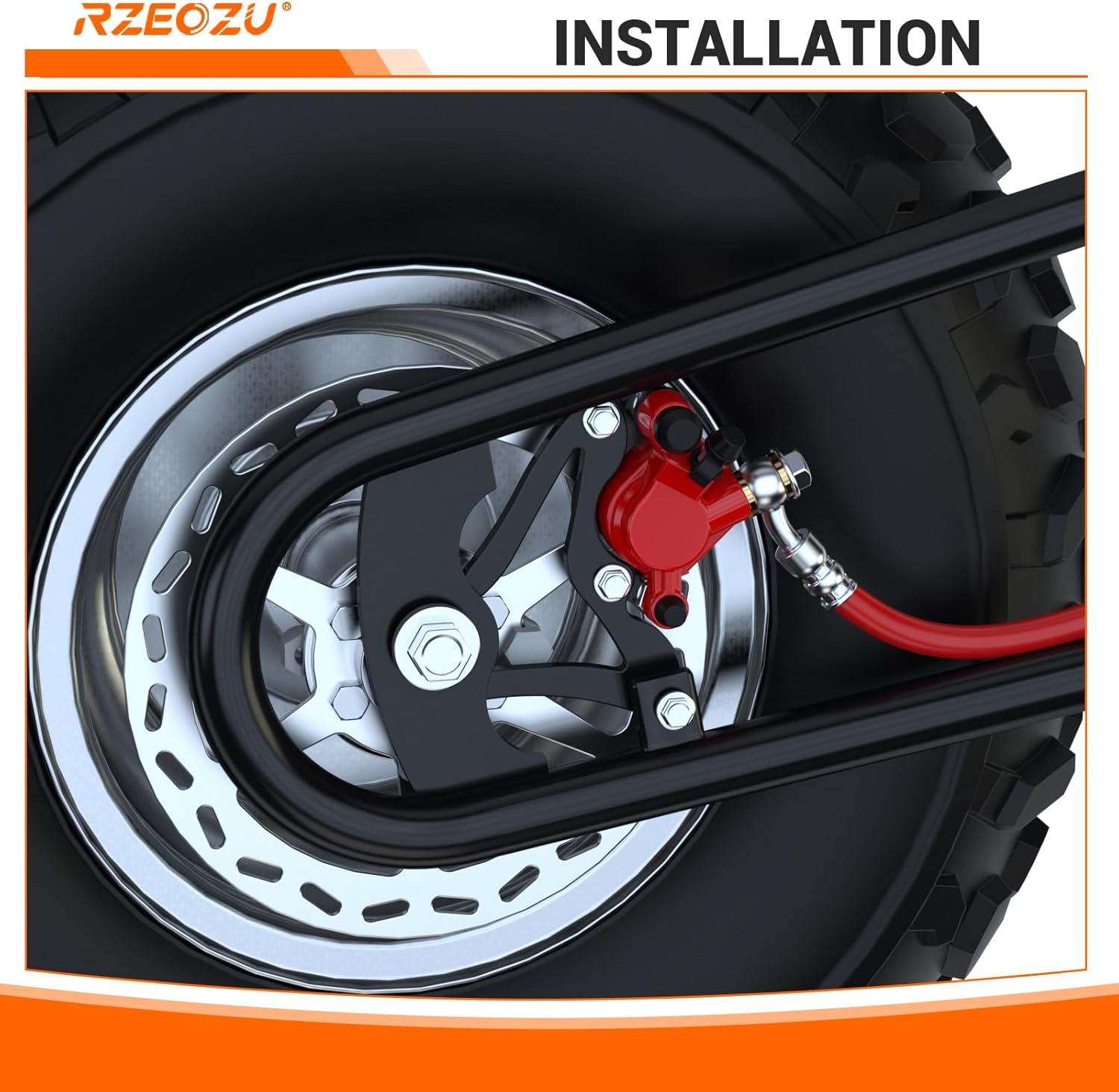 Mini Bike Hydraulic Brake Kit with Rear Brake Caliper Mounting Bracket Replacement for Monster Mega Moto 80cc 105cc MMB80 Minibike GMB100 Coleman RB100 RT100 Parts 180mm Disc Brake Rotor