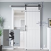 Vista 3 de Puerta corrediza de granero MDF de 32 x 84 pulgadas con kit de herrajes para puerta de granero de 6 pies y asa, agujeros preperforados de fácil