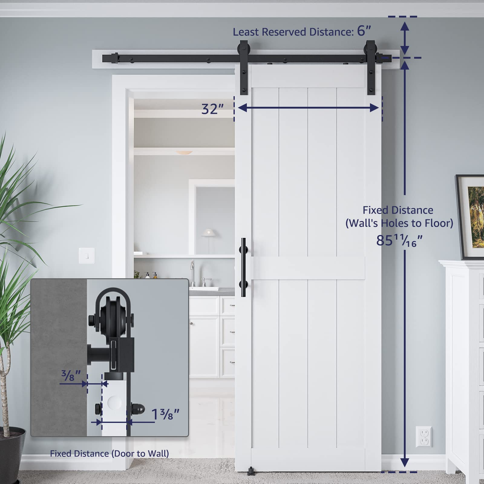 COSHOMER sliding barn door