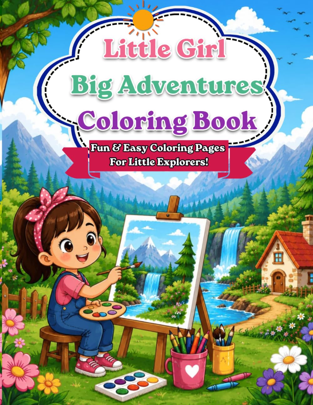 Little Girl Big Adventures Coloring Book: Fun and Easy Coloring Pages For Little Explorers