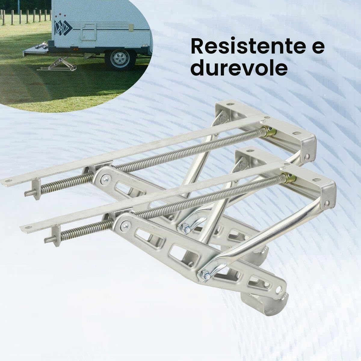 Supporto Girevole per Manovella per Roulotte, Altezza 105-520 mm Regolabili, Set da 2 Pezzi Supporti Girevoli a Manovella per Caravan, Portata da 1600 kg