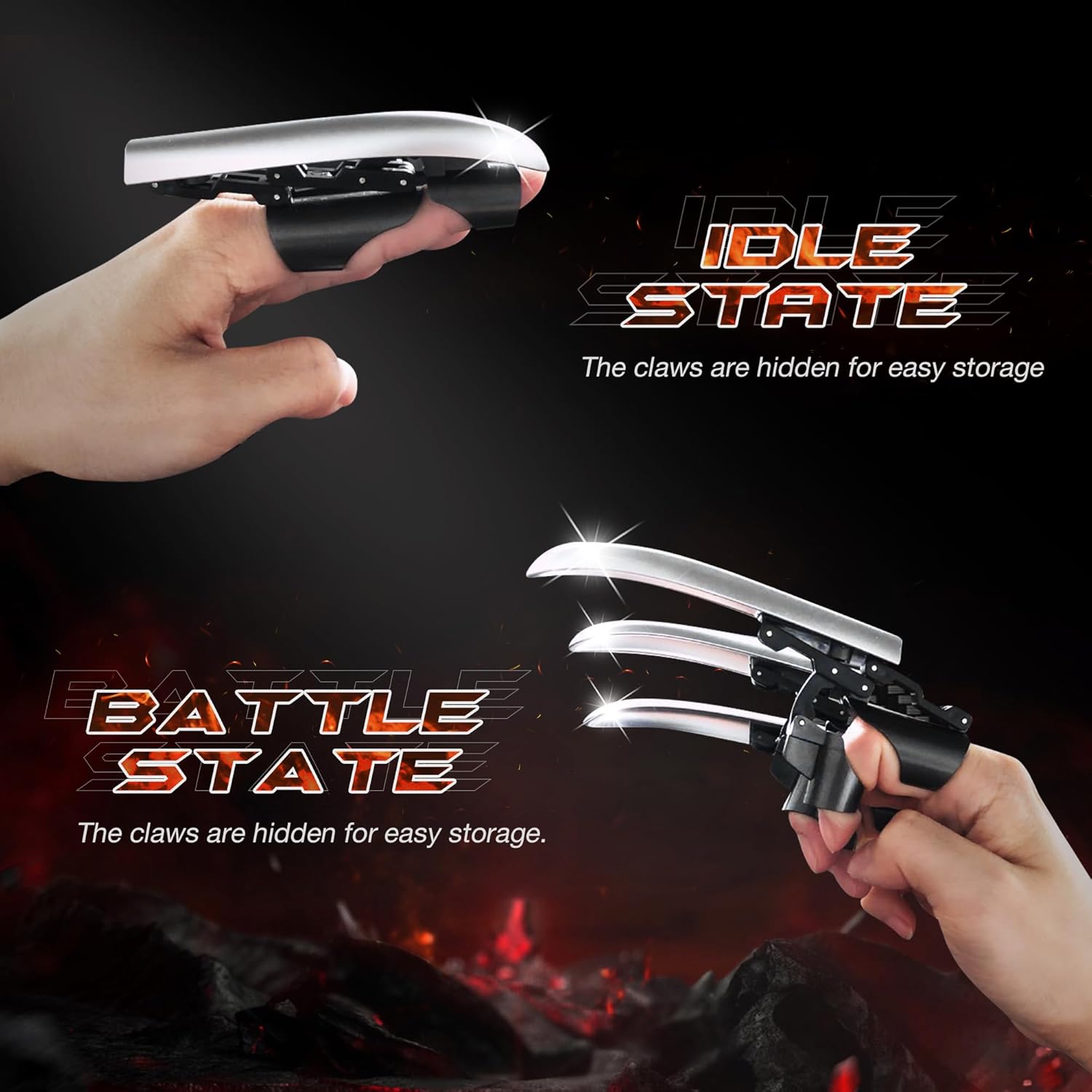 Wolverine Claws Plastic，Retractable Wolverine Claws for Kids 1 Piece，Kids Wolverine Claws Set of Three (3)