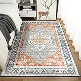 【Design à Poils Courts】 Ce tapis oriental est aussi adapté en tapis vintage et adopte un design à poils courts fonctionnel : doux et résistant, il peut être placé sans problème dans les zones à forte fréquentation de votre maison, comme le salon en grand tapis salon, la cuisine ou la chambre à coucher, sans bloquer l’accès. Ces tapis doux pour chambre à coucher vous gardent au chaud et au confortable lorsque vous marchez sur des sols froids.