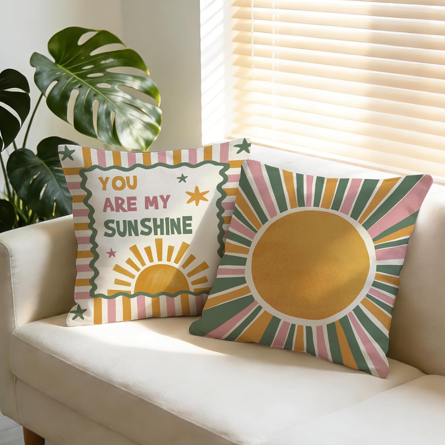 Boho Sun Inspirational Decorative Throw Pillow Covers 18 x 18 Set of 2 image 5
