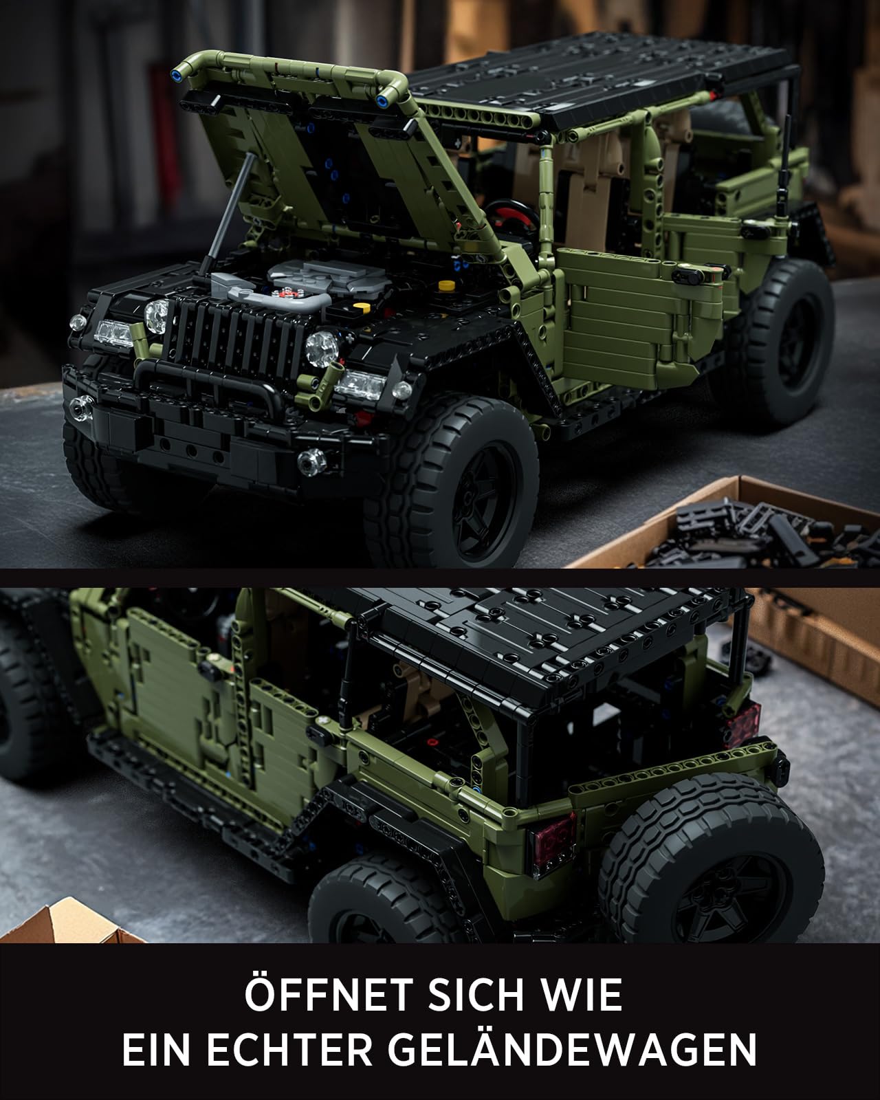 Nifeliz 4x4 Off-Road Militär Geländewagen Bauspielzeugset, Klemmbausteine Off-Road Automodell, Sammlerstück zum Austellen als Home- oder Büro-Deko, Dekoration & Geschenk (2899 Teile, NF10324)