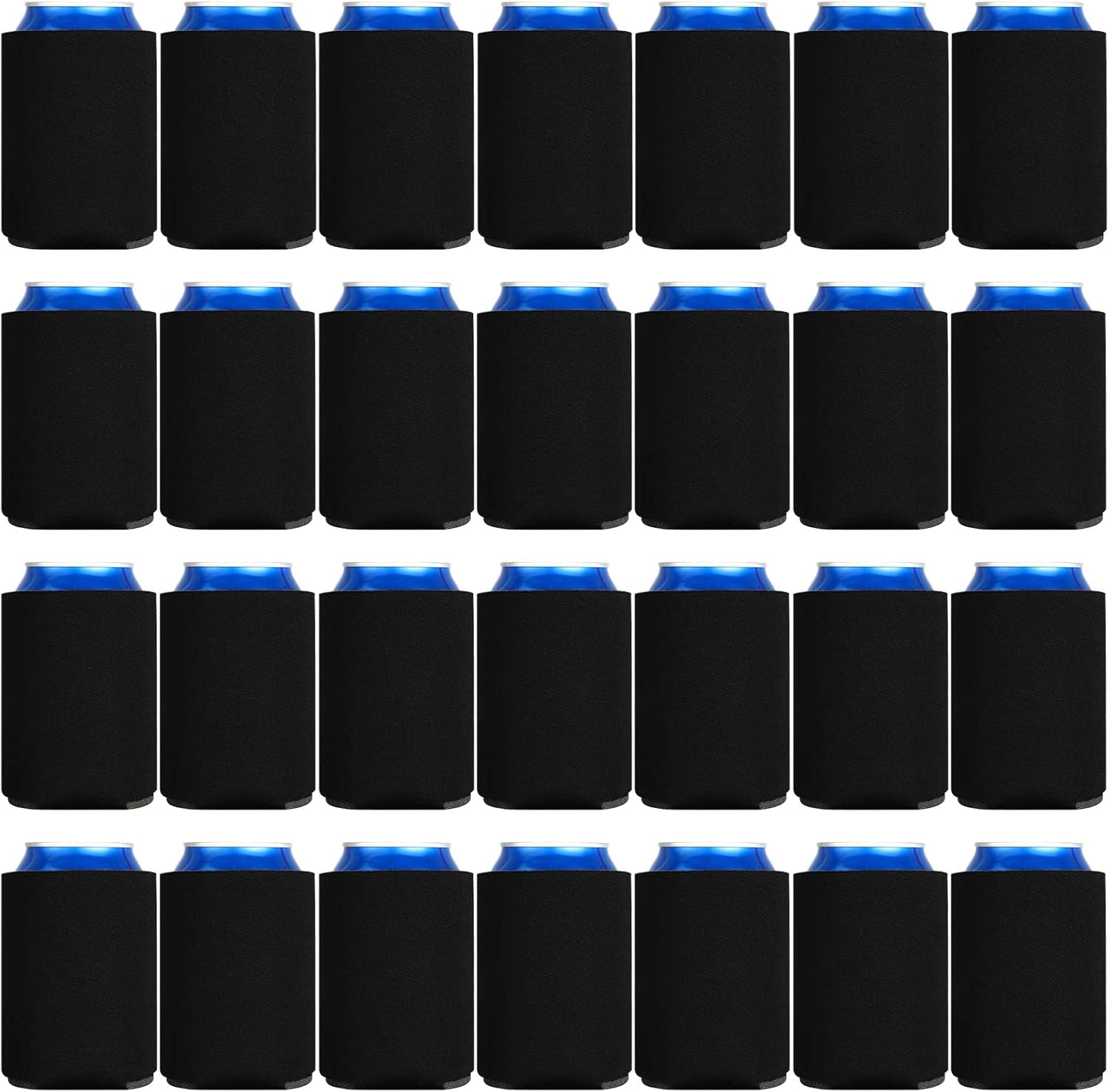 CHENGU 80 Pieces Can Coolers Soft Insulated Soda Cover Coolies Blank Can Covers Collapsible Can Cooler Sleeves Plain Can Sleeves for Soda Beverage DIY Customizable Weddings Party(Black)