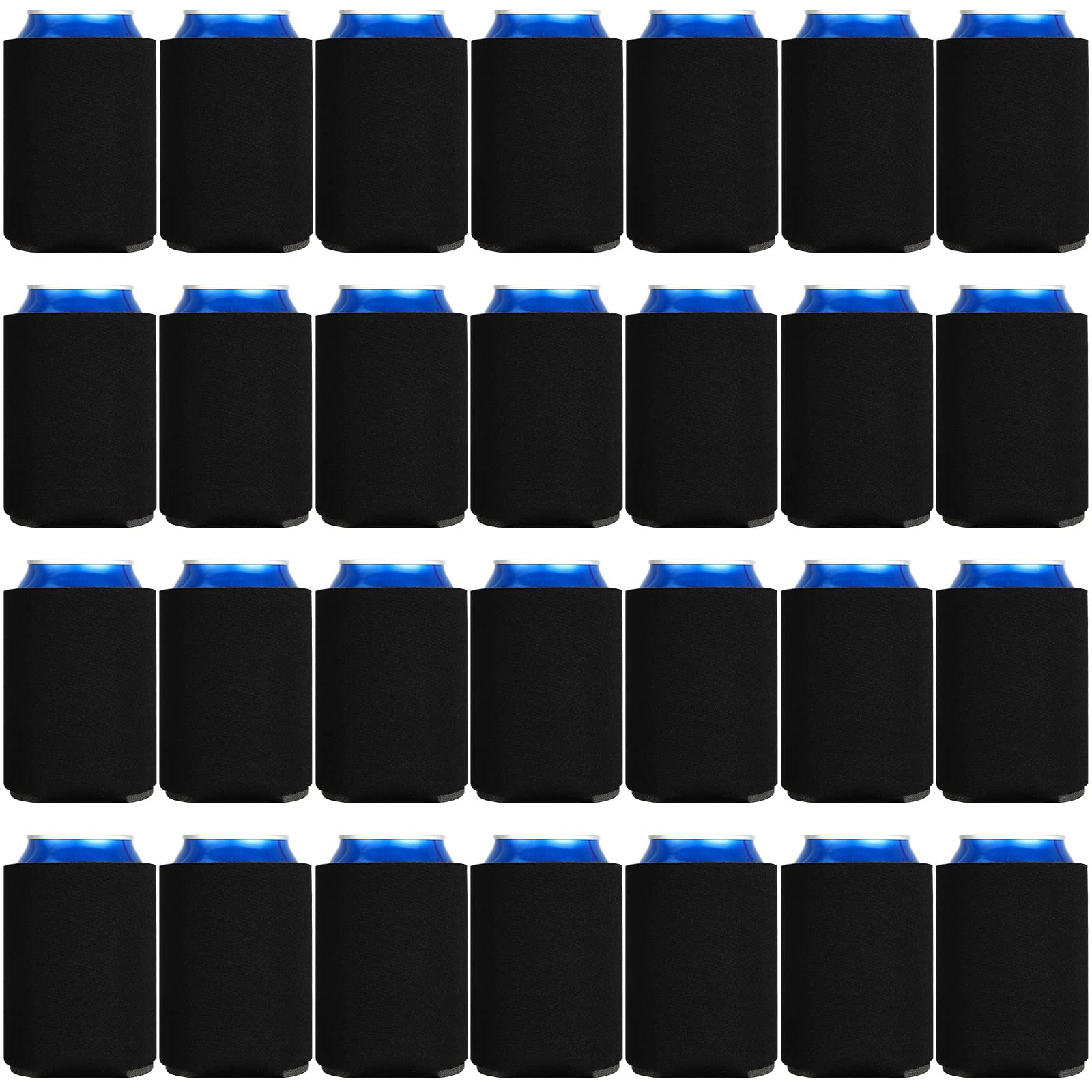 CHENGU 80 Pieces Can Coolers Soft Insulated Soda Cover Coolies Blank Can Covers Collapsible Can Cooler Sleeves Plain Can Sleeves for Soda Beverage DIY Customizable Weddings Party(Black)