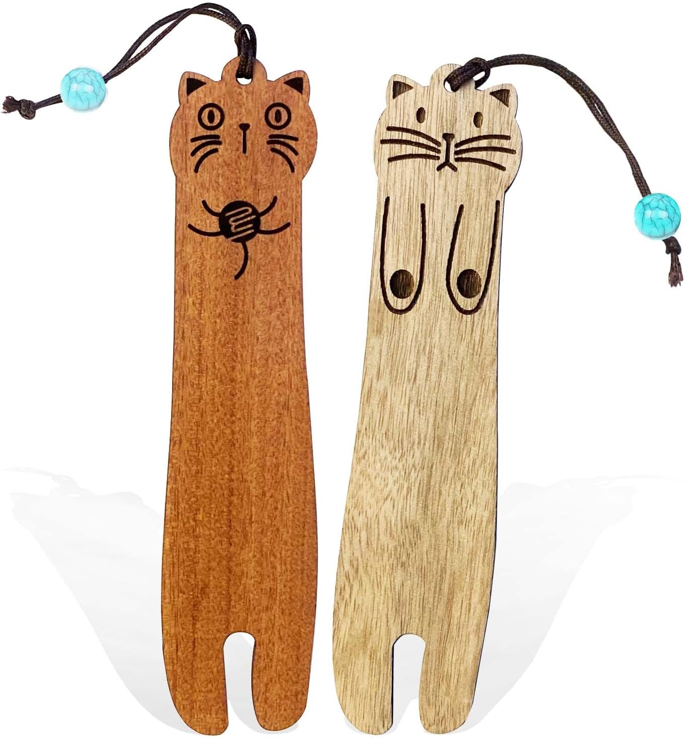 cobee Wooden Bookmarks for Book Lovers, 2 Pieces Handmade