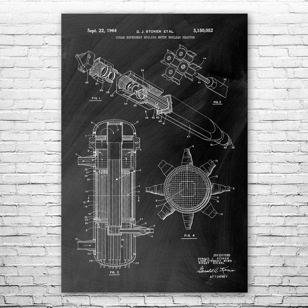Superheated Steam Nuclear Reactor Poster Print, Power Plant Worker, Physicist Gift, Physics Lab Art, Power Technician Black Chalkboard (8 inch x 10
