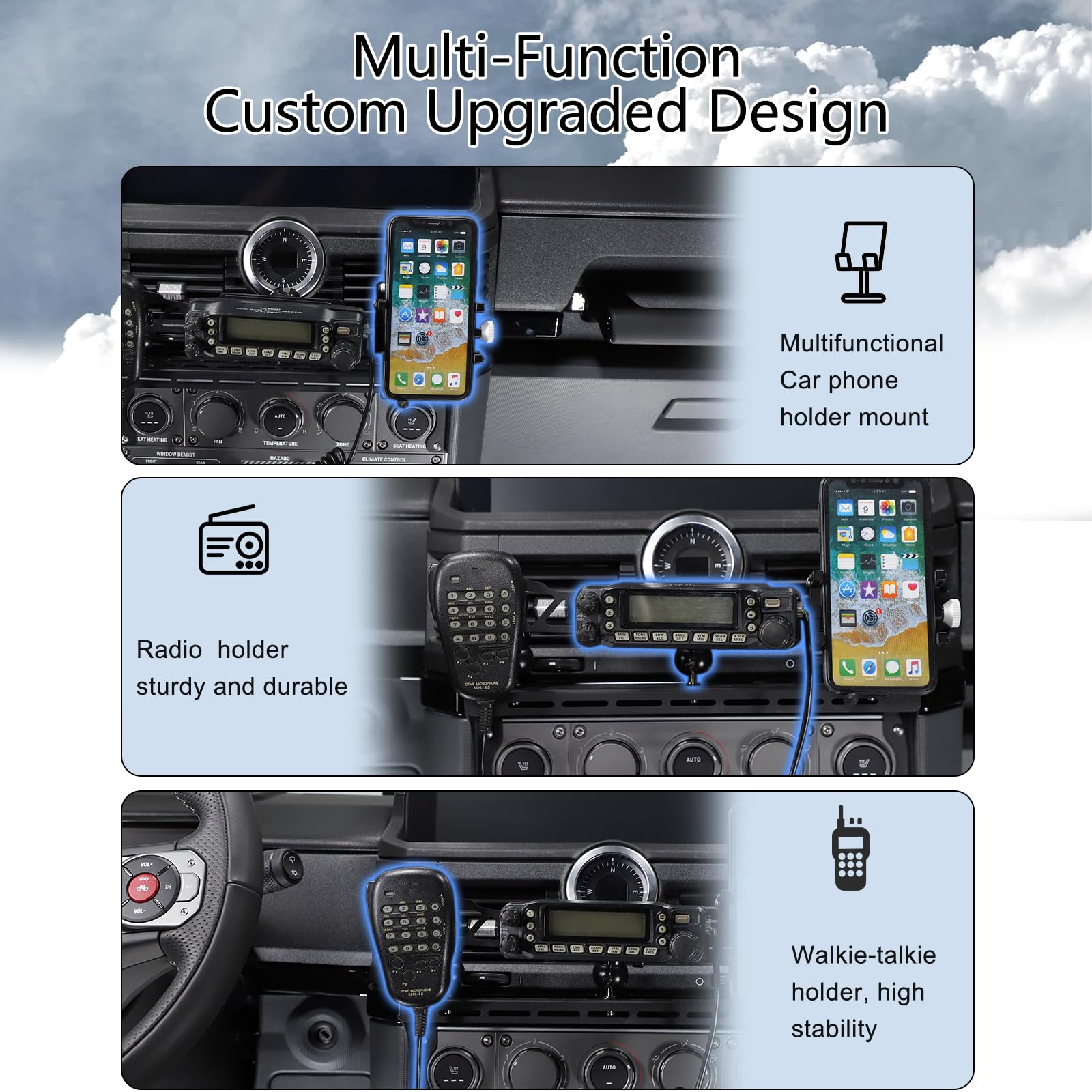 Compatibile con Ineos Grenadier 2020-2024 Supporto per telefono cellulare con controllo centralizzato per auto con supporto GPS per walkie talkie (stile A)