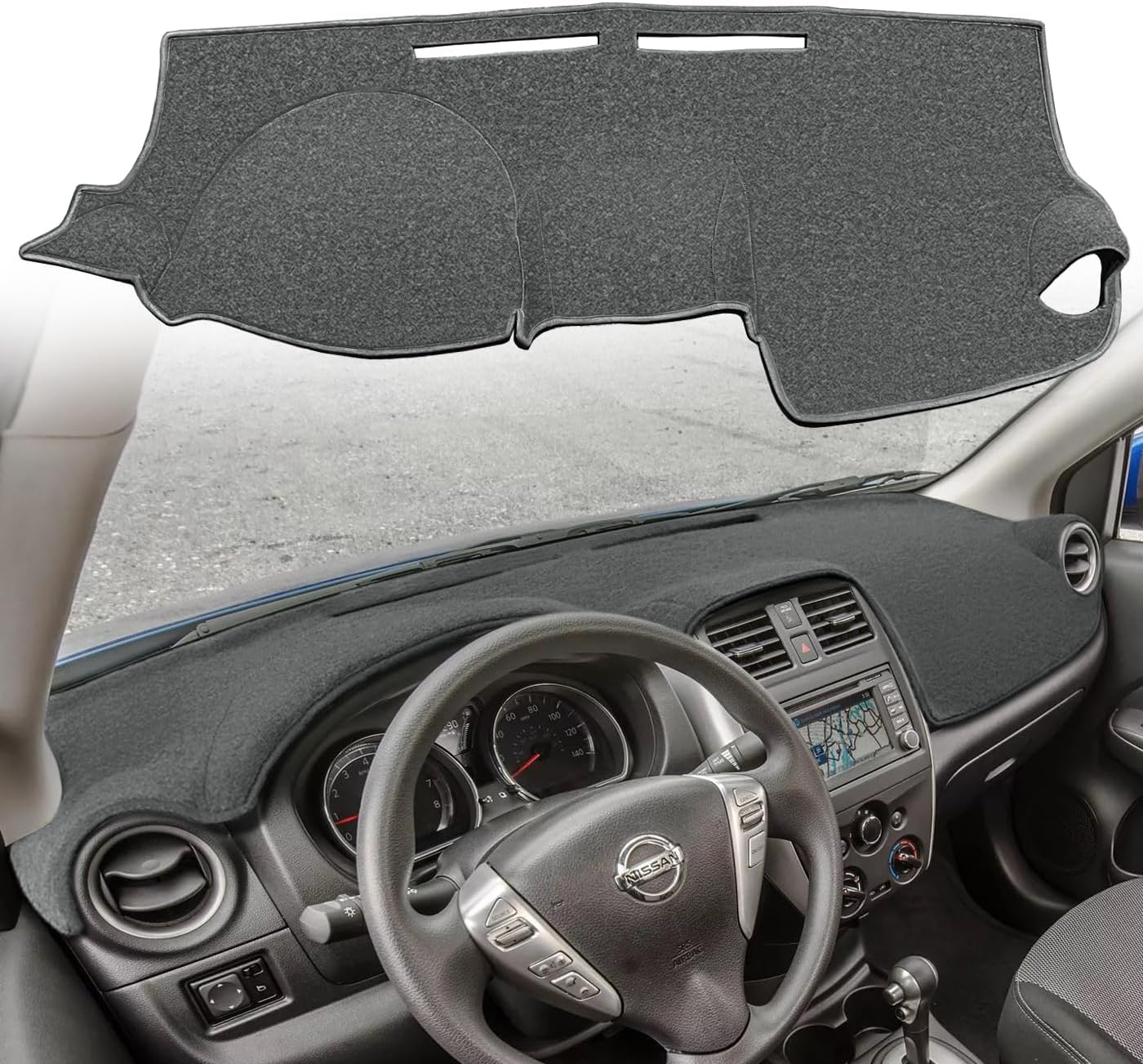 Dash Cover Mat Custom Fit for Nissan Versa Without Sensor Dashboard Pad Cap Carpet Protector K367 (Black)