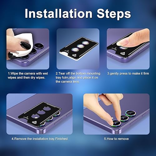 Vista 601 de para Samsung Galaxy Z Flip 7 Protector de Lente de Cámara, Cubierta de Lente de Vidrio Templado con Anillo de Metal Individual, [Fuerte Adhesión] 1