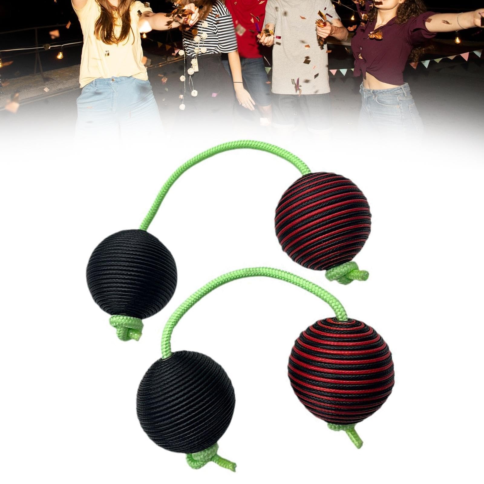 2 Pièces Boule de Sable Rythmique Instruments Percussion Maracas Double Gourde Rattle Drum Jouet Éducation Précoce Matériau Corde Fonction Son, noir rouge
