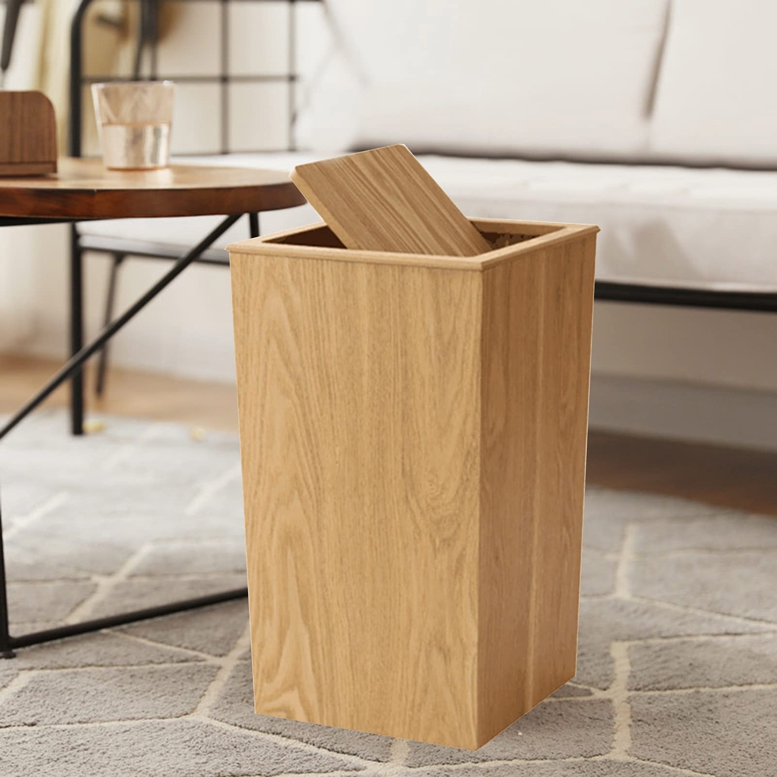 Advap Cestino della Spazzatura Quadrato a Forma di cubo, Cestino per Il Riciclaggio della Carta da Ufficio, Cestino per la Carta straccia in Legno Ecologico, per Camera da Letto, Soggiorno, Cucina