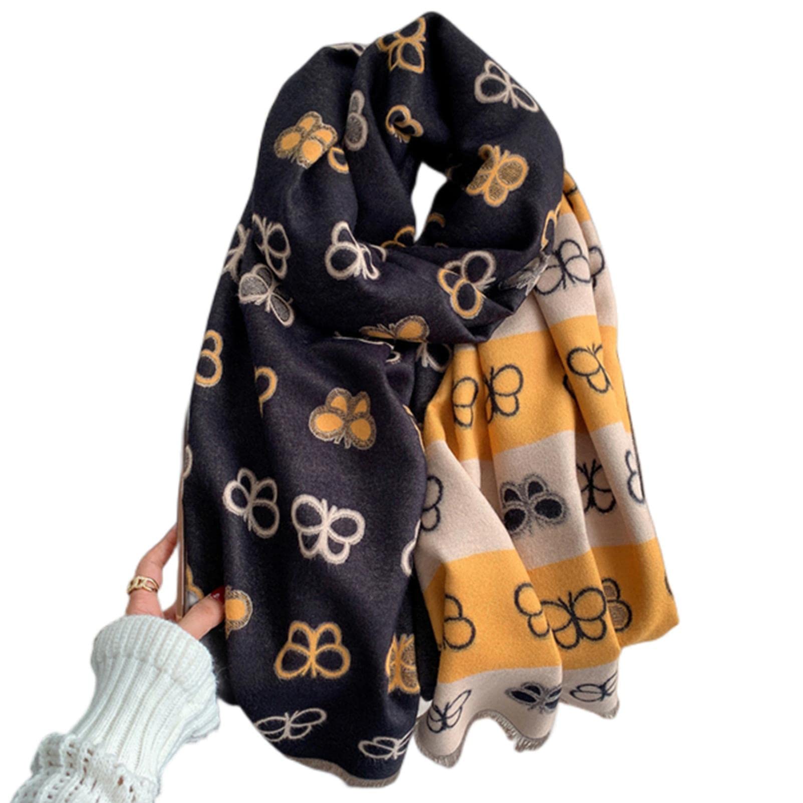 URYYRIT Foulard Écharpe Cachemire Chaude Dames Imprimer Un Châle De Couverture Hivernale Épaisse Et Envelopper Pashmina 180 * 65 Cm Femmes-Wyt157-1