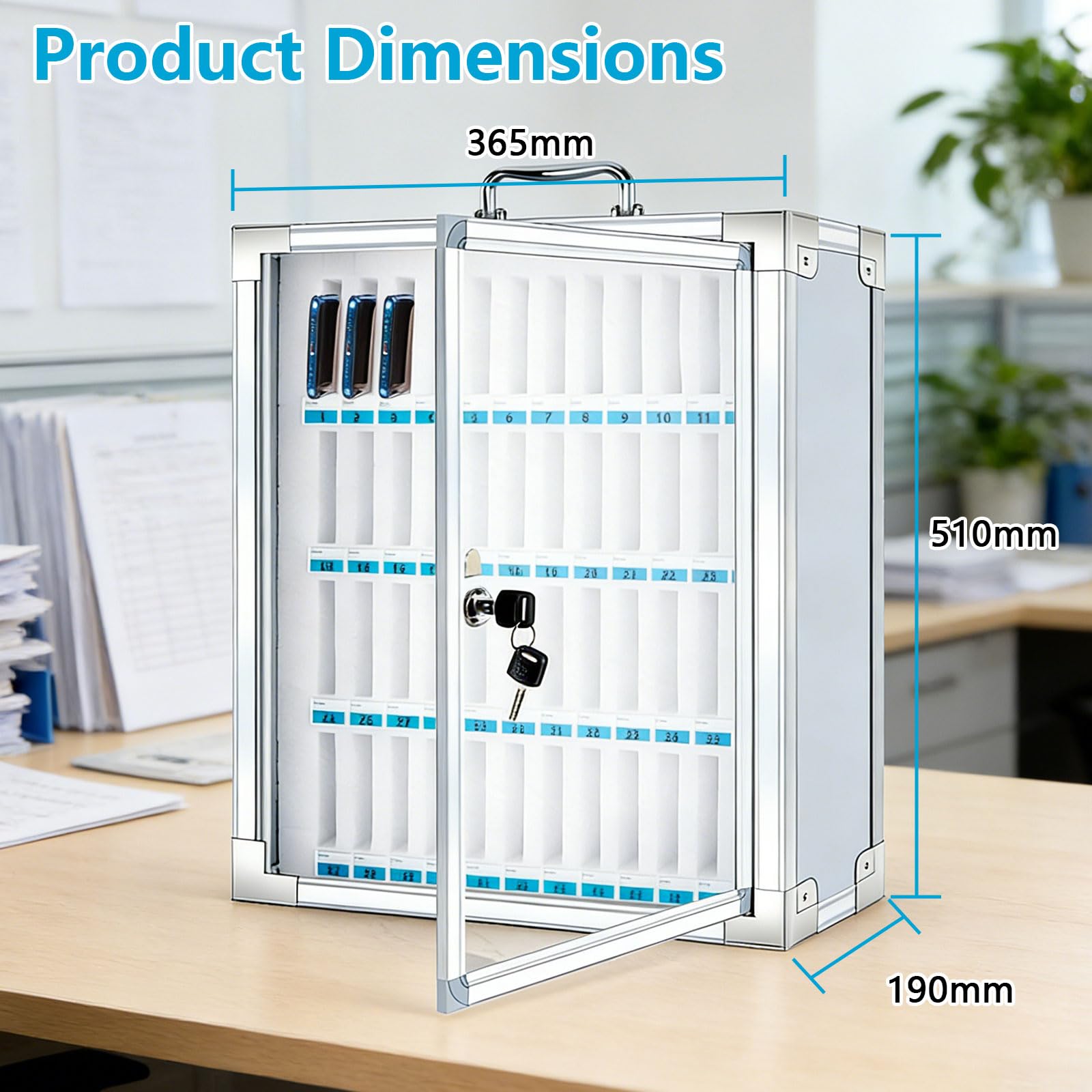 Armoire de rangement téléphone portable 48 emplacements casiers verrouillables argenté