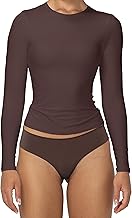 Sunzel Long Sleeve T Shirts for Women with Crew Neck, Double Lined Tops Slim Fit Basic Tee, Casual Undershirt Outfits