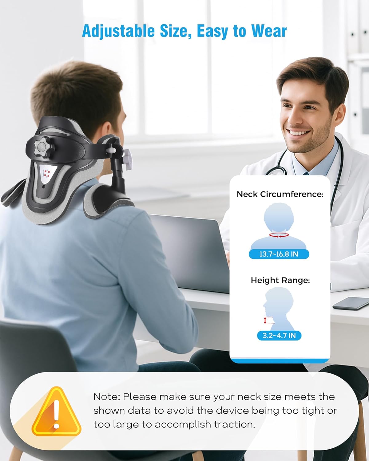 Neck Traction Device, Adjustable Cervical Neck Stretcher with 360 Degree Support, Ergonomic Neck Brace for Home Office Use, 0.96 lbs Lightweight and Portable (A:Black) - Image 5