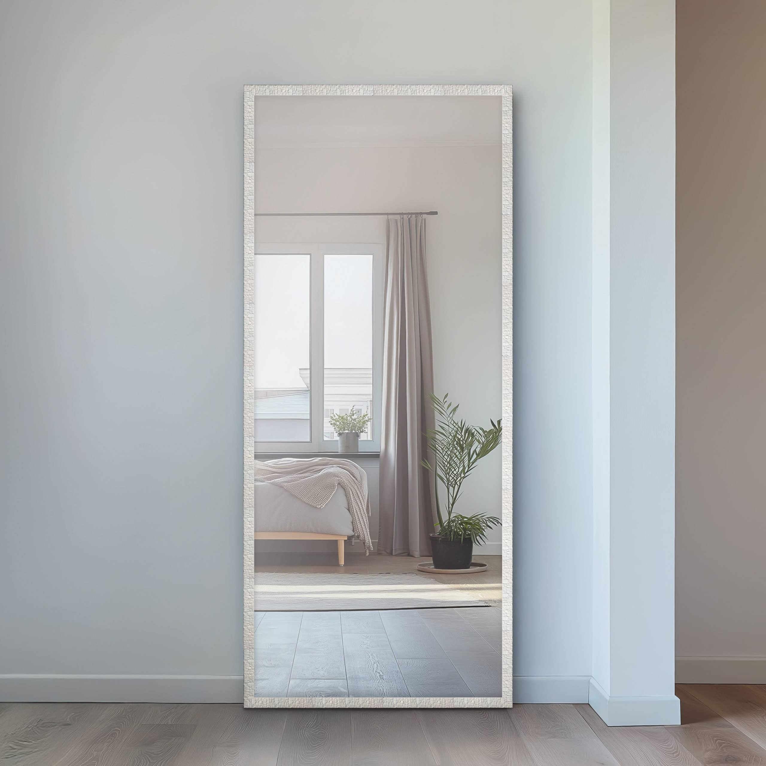 Nielsen Home White Florentina Rectangular Wall Mirror - 70X170cm - Full Length With Hanging Set - Modern Home Décor