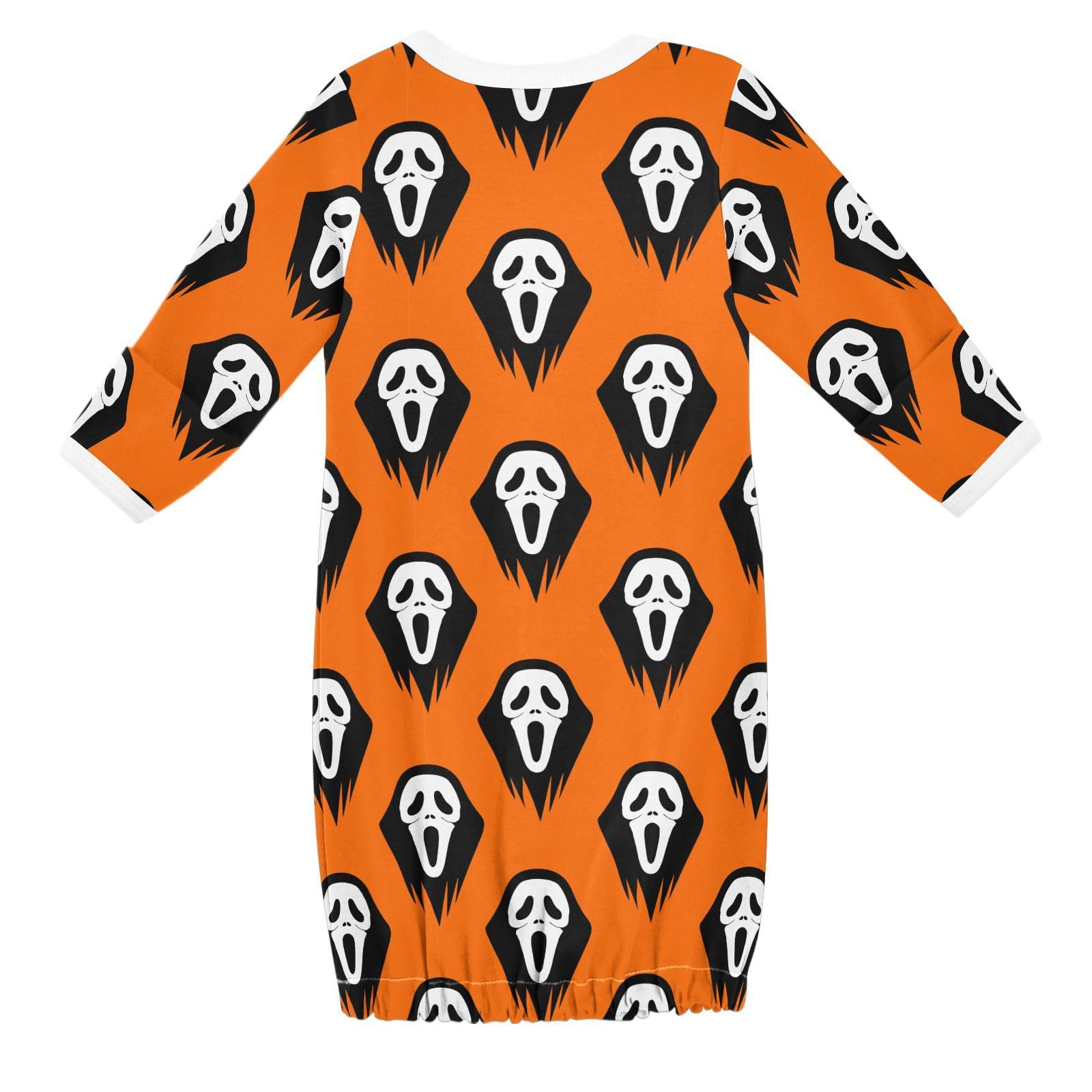 WIFIU Black White Mask Faces Baby Girls Boys Sleeper Gown Cotton Nightgown Long Sleeve, Orange Baby Nightdress Sleeping Clothes for Newborn 0-3 Months