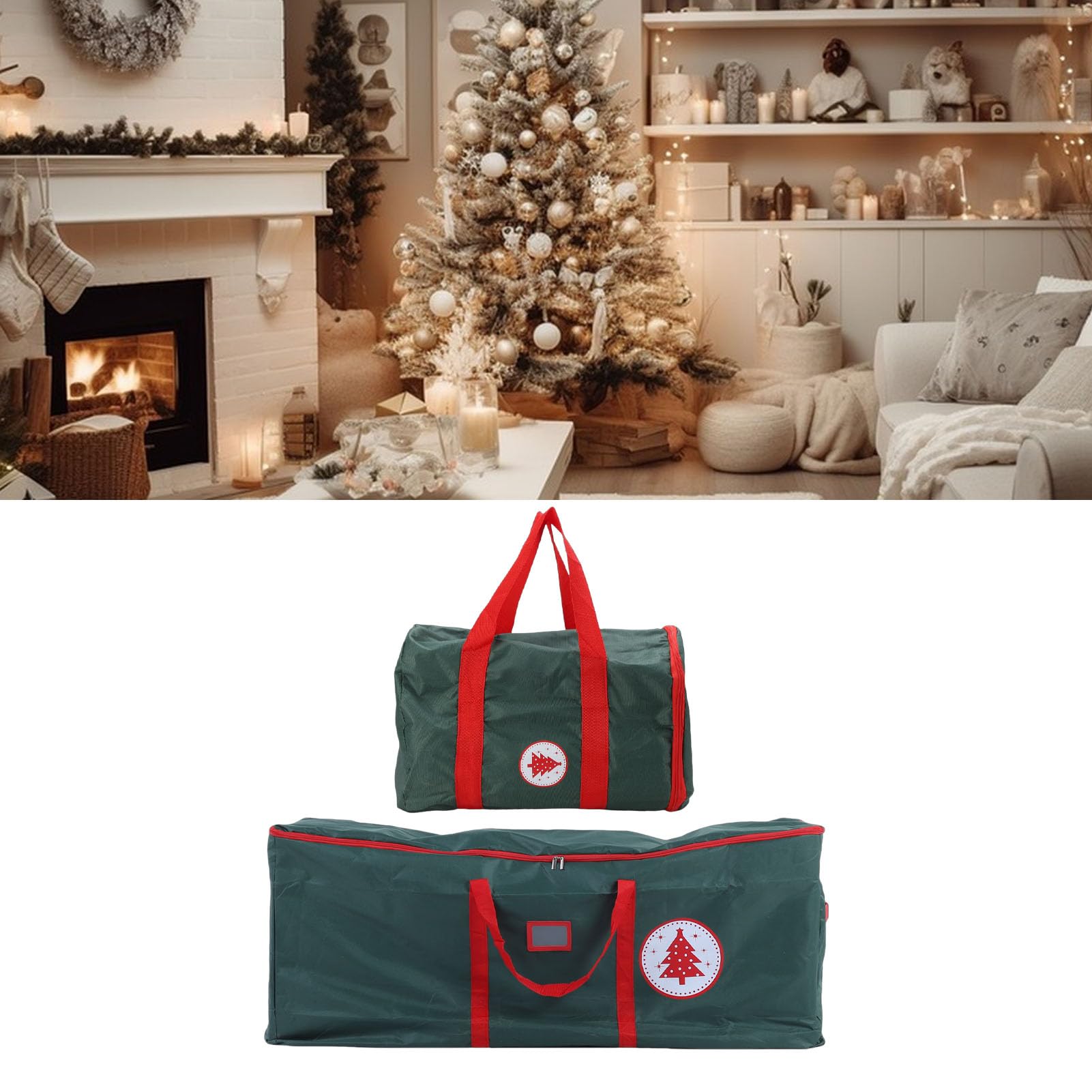 Fockety Aufbewahrungstasche für Weihnachtsbäume, 2 Stück, Größe S/L, wasserdicht und staubdicht, mit verstärkten Tragegriffen, ideal für künstliche, zerlegte Weihnachtsbäume