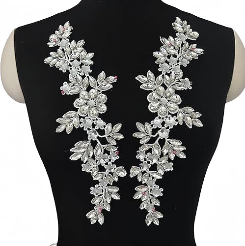 Miniatura 7 de Disfraces de encaje con apliques de cuentas Parches de diamantes de imitación de vidrio blanco Cristales Diseñador DIY Prendas de costura Escenario