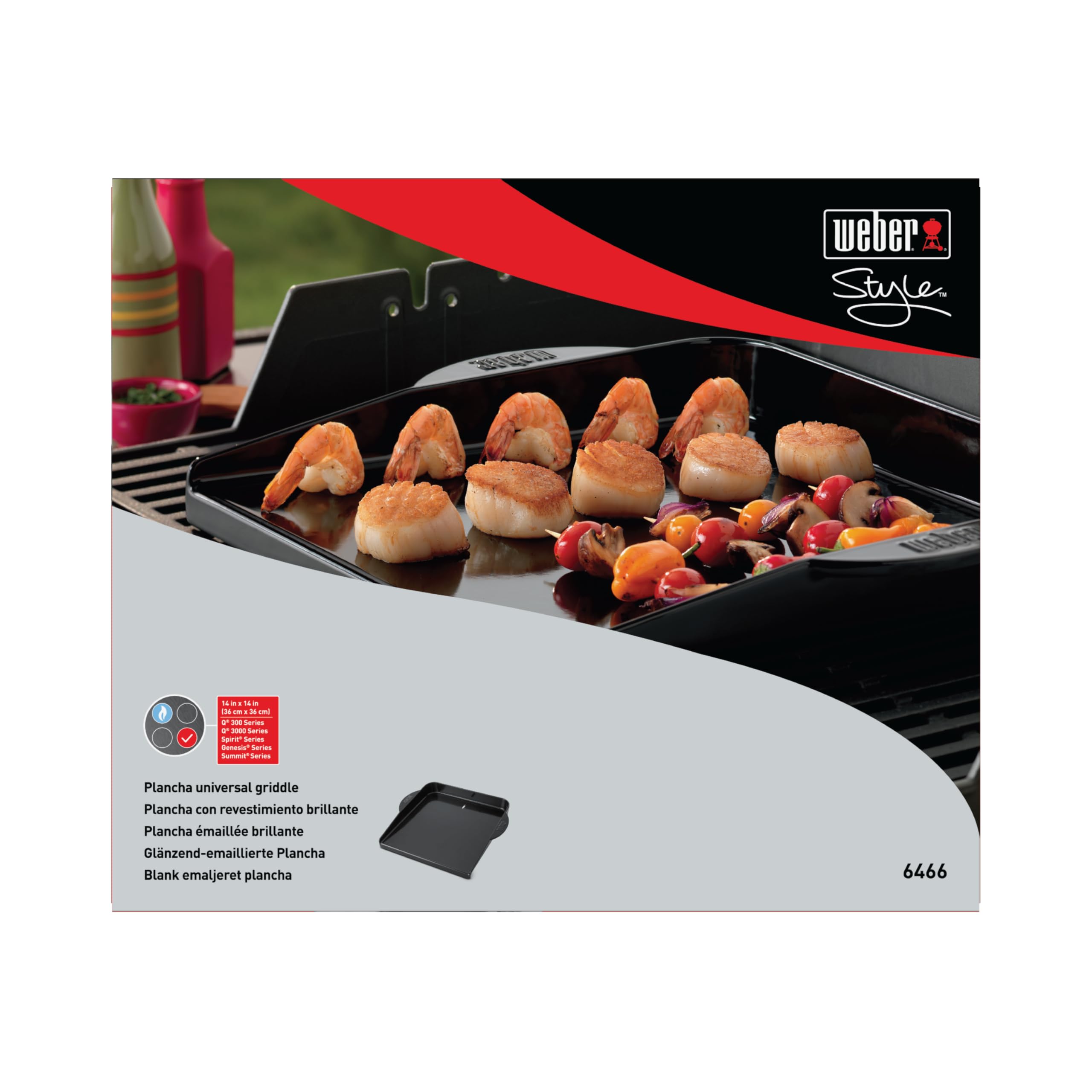 Weber plancha Deluxe in ghisa per Q300 / 3000 e Barbecue a Gas/Calore Uniforme, Ideale per Verdure, Frutti di Mare e Piatti in Padella – Nero (6466)