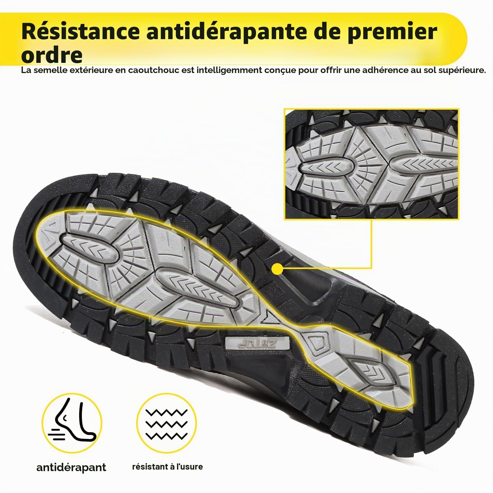 ziitop Chaussures de sécurité imperméables avec embout en acier pour homme et femme - Antidérapantes - Légères - Protection industrielle composite
